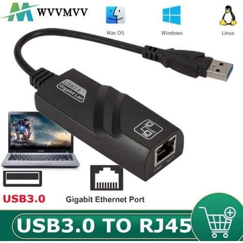 USB 3.0 Gigabit Ethernet Network Adapter USB to RJ45 Lan 10/100/1000Mbps Wired Network Card for Windows 7/8/10 XP PC Laptop