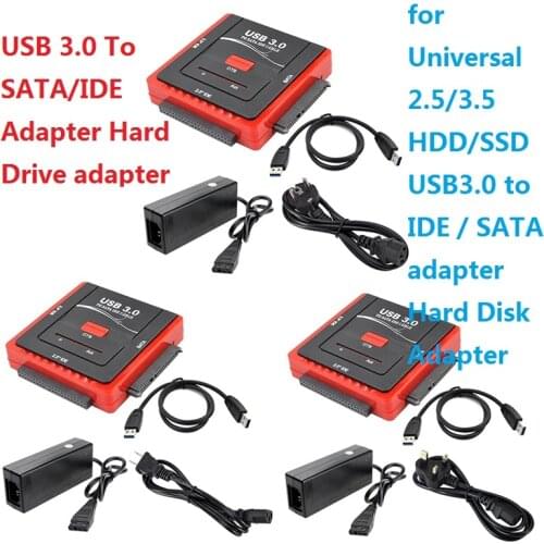 USB 3.0 SATA IDE Hard Drive to USB 3.0 Adapter Converter Cable for 2.5 3.5 inch HDD SSD Disk with AC Power Adapter