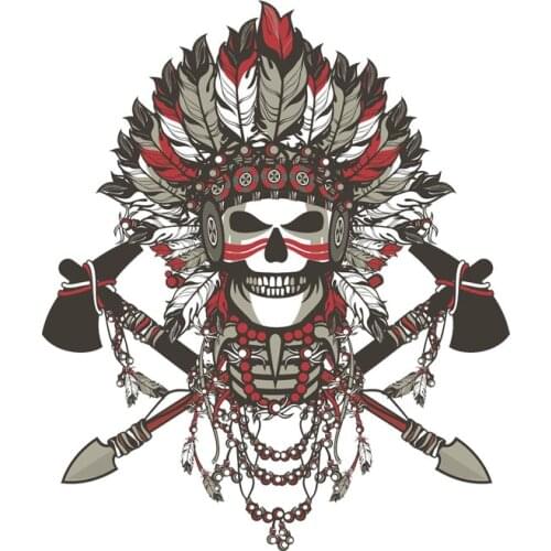 Hot Sell Creative Indian Skull Print Car Sticker High Quality Vinyl Anti-UV PVC 15cm X 12.8cm