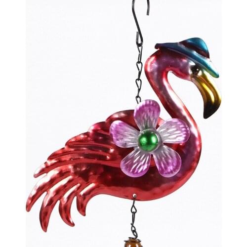 Iron Flamingo Wind Chimes Wall Hanging Decor Use For Garden Girls Bedroom Kids Room Outdoor Hanging Ornament Decor Supplies