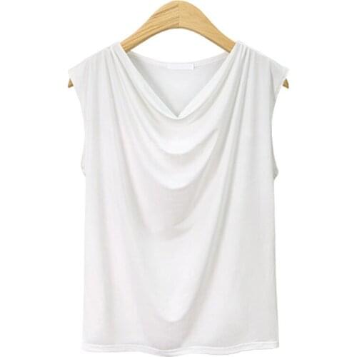 T-shirt womens summer new style 200 kg short-sleeved loose V-neck solid color top womens popular large size sleeveless bottomi