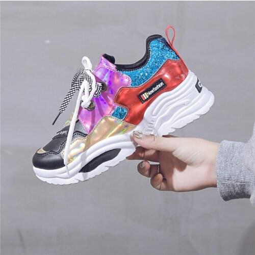 Women Shoes 2020 Hot Mixed Color Sneakers Women Vulcanized Shoes Platform Chunky Sneakers Casual Trend Shoes Flat Platform