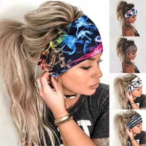 Women Sports Headband Elastic Summer Boho Head Wrap Yoga Hair Band Bandana Headband Bohemian Turban Bandanas Hair Accessories