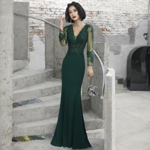 New Sexy Elegant Women Dresses V-Neck Sparkle Mermaid Bodycon Maxi Summer Dresses for Party Vestidos De Fiesta De Noche 2020 New