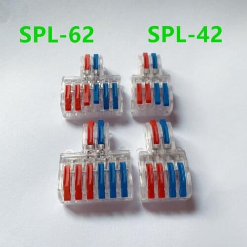 1/3/5pcs/Lot SPL-42/62 Mini Fast Wire Connector Universal Wiring Cable Connector Push-in Conductor Terminal Block transparent