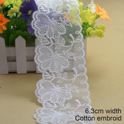 10yards 7cm white lace cotton embroidery lace french lace ribbon fabric guipure diy trims warp knitting sewing Accessories#2973