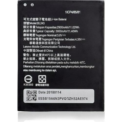 1x 3000mAh BL243 Mobile Phone Battery for lenovo K3 Note K50-T5 A7000 A5500 A5600 A7600 Battery