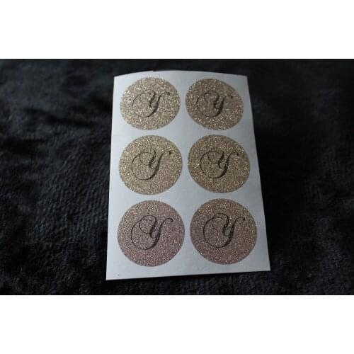 3.8cm Monogram Y Rose gold glitter classic round sticker