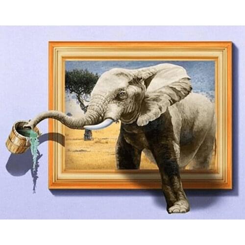 5D DIY Diamond Painting Full Square elephant steps out of the frame Diamond Embroidery Cross Stitch Mosaic handcraft home Decor