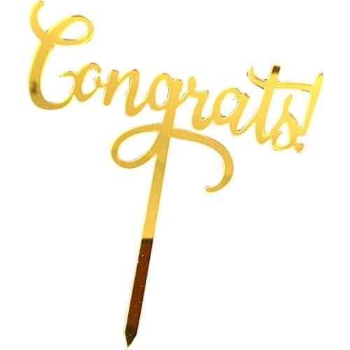Acrylic Congrats Cake Topper Gold Celebrate Cupcake Topper For Kids Birthday Wedding Graduation Congrats Party Cake Decorations