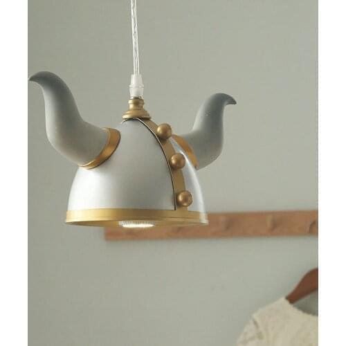 American creative cartoon warrior chandelier boy bedroom childrens room lamp decoration horn helmet Viking Chandelier