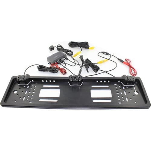 Auto Parktronic 2In1 Parking System European License Plate Frame Reversing Rear View Camera With 2Sensor Radar