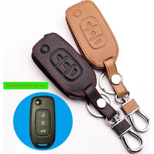 Genuine Leather Car key cover case protector Sticker for Renault kadjar high quality 3 Buttons Flip Key Shell starline a91
