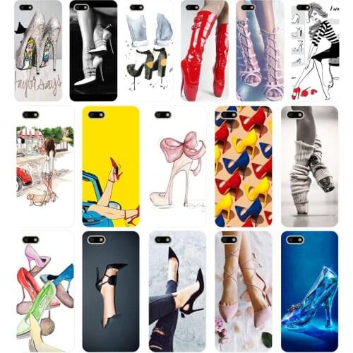 215H heels heeled shoes ballerina Soft Silicone Tpu Cover Case for huawei Honor 7a pro 7x play case