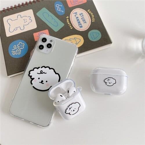 Cute Teddy dog Case for Airpods 2 1 Cover Cartoon Earphone Case Transparent Capa for Airpod Pro Headphones Case