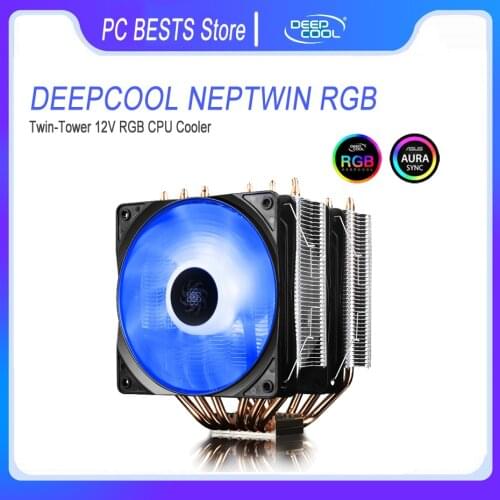 DEEPCOOL NEPTWIN RGB Dual tower CPU Computer case cooler 120 mm PWM-capable RGB Fans For Intel LGA20XX 1200AMD AM4