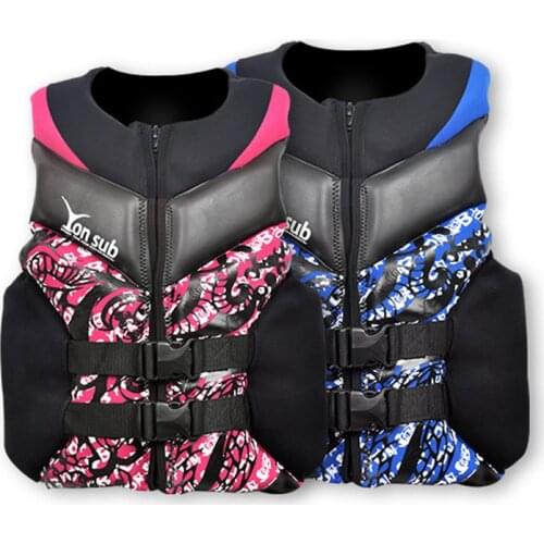 Womens Mens Quick-Dry Life Jacket Life Vest Blue Pink Neoprene PVC Foam Float Buoyancy Safety Suits for Swim Surf Kayak Boat