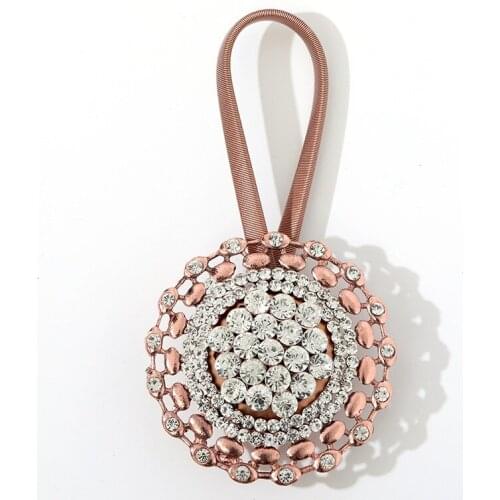 Elegant Spring Curtain Tieback Rhinestones Flowers Design Magnetic Curtain Buckle Clip Shower Holder Hanging Curtain Accessories