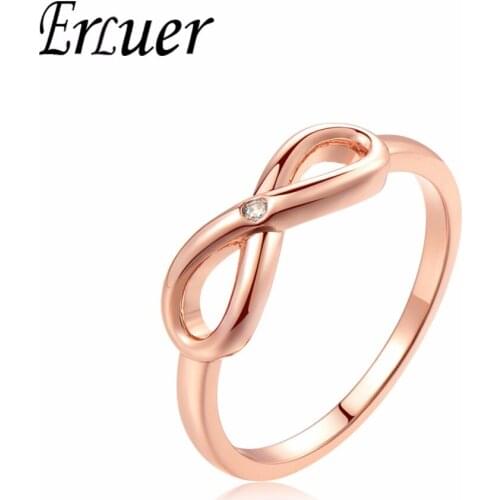 ERLUER Fashion Simple infinity Rings For Women Girls Gifts Rose Gold Sliver Color Crystal Zircon Engagement Jewelry Band Ring