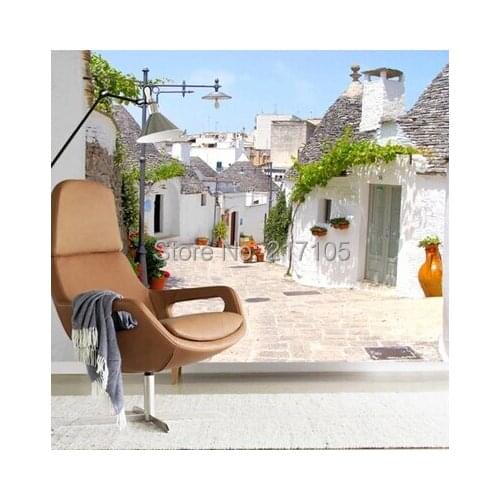 Custom photo wallpaper, Mediterranean city street landscape. 3D Mural for living room bedroom kitchen wall waterproof wallpaper