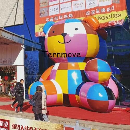 Giant Inflatable colorful Bear 3M Christmas Inflatable bear model for Indoor Outdoor Garden Xmas shopping mall Decoration