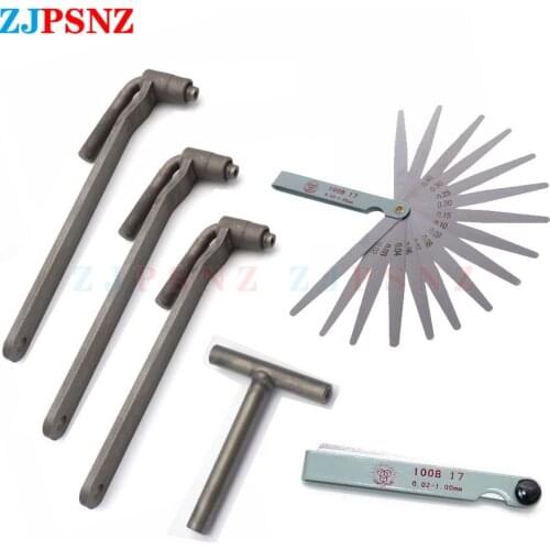 Motorcycle Engine Valve Clearance Adjustment Tools Valve Screw Wrench 8mm 9mm 10mm T Type Spanner 0.1-2mm Feeler Gauge Universal