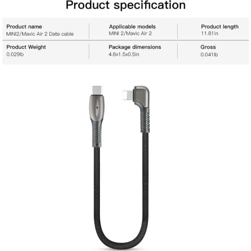 DJI Mavic Air 2/Mini 2 Data Cable for Mavic Air 2/Mini 2 Apple Android Aluminum Alloy Drone Remote Control Cable Accessories
