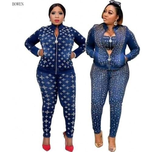 3 Piece Set Africa Clothes 2021 African New Dashiki Fashion Flowers Suit Top Trousers Super Elastic Party For Women Outfits