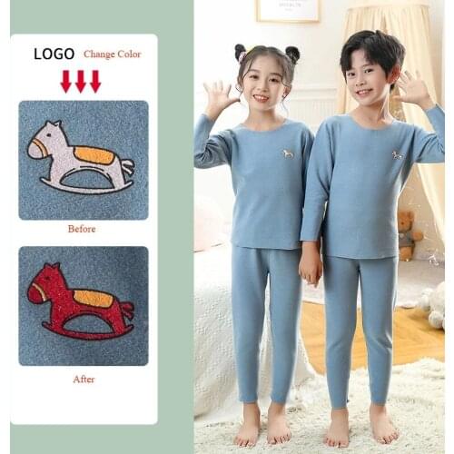 Thermal Underwear Set Autumn Children Pajamas Set For 2-12Y Boys Girls Clothes Unicorn Homewear Seamless Sleepwear Kids Costume