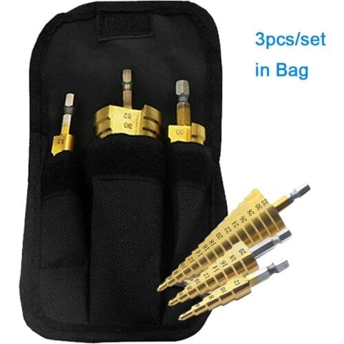 4-12/20/32mm 3pcs Step Drill Bit Unibit Titanium HSS Steel Cone Drill Industrial Reamer Hexagon Kit Set Hole Cutters