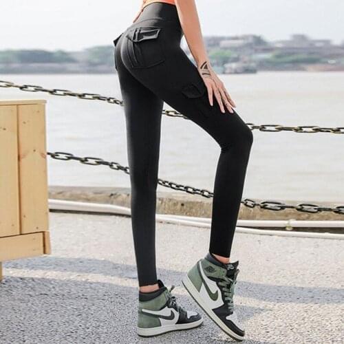 Leggings Multi Pocket Pants Yoga Pants Women Tooling Stitching Tight Fitting Sports Running Fitness Stacked