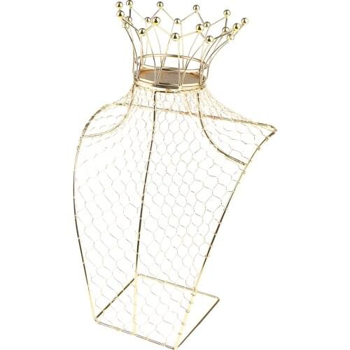 Metal Hat Wig Jewelry Display Stand Freestanding Tabletop Decorative Golden