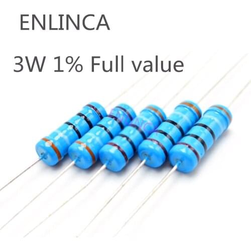 10pcs 3W 1% Metal film resistor 220R 240R 270R 300R 330R 360R 390R 430R 470R 510R 560R 620R 680R 750R 820R 910R 1KR