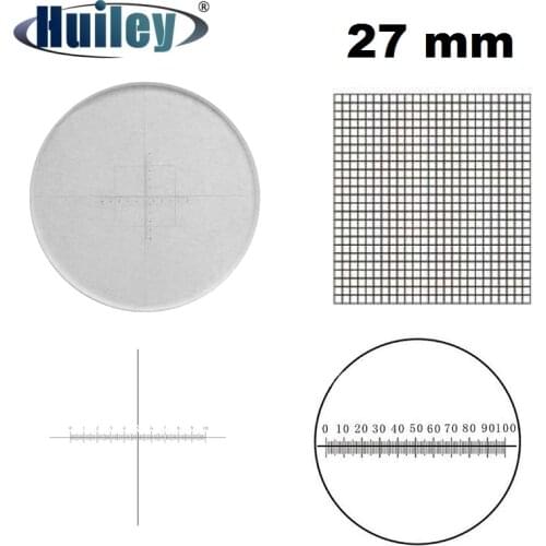 Diameter 27mm Micrometer Calibration Scale Optical Glass Cross Ruler Net Reticle Vertical Horizontal Ruler Microscope Machine