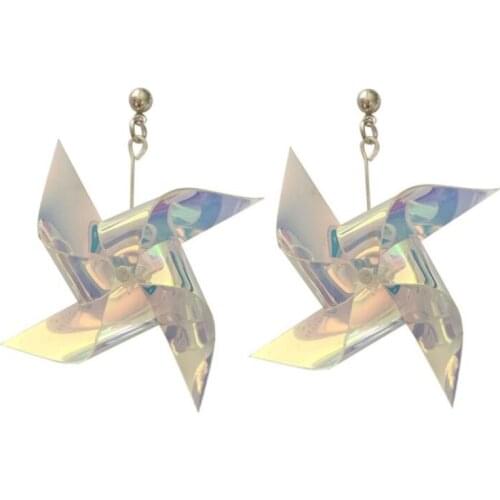 Cute Handmade Colorful Windmill Dangle Drop Earrings Original Harajuku Cool Holiday Earrings For Women Girl Funny Party Jewelry