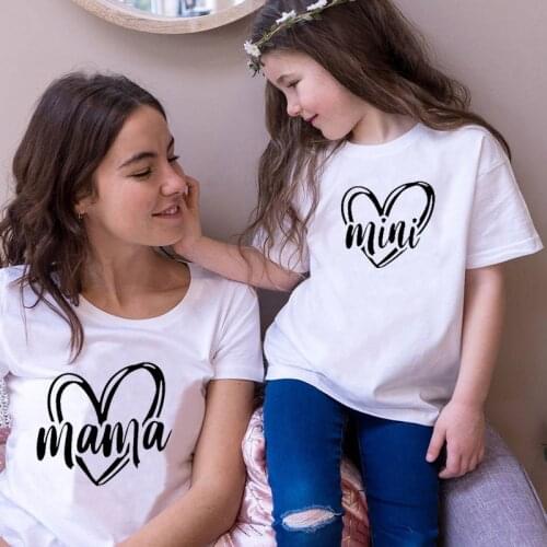 Fashion Family Look MAMA MINI Print T-shirt Mom Mommy and Me Clothes Family Matching Outfits Look Mama and Daughter Clothes