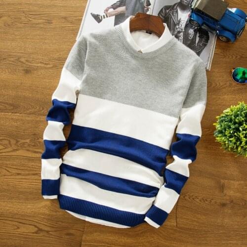 Men Sweater Knitted Sweater Mens Fashion Pullovers Autumn and Winter Mens Long Sleeve Sweater Korean comfort Youth New casual