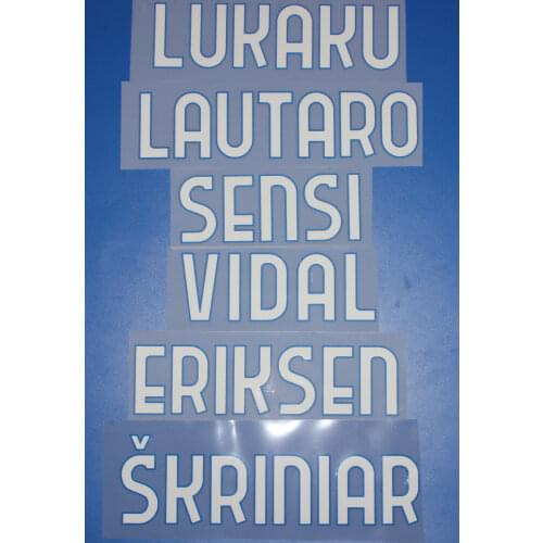 Super A 2020-21 inter Milan LUKAKU LAUTARO SENSI ERIKSEN SKRINIAR Number Printing Font, Hot stamping Patches Badges