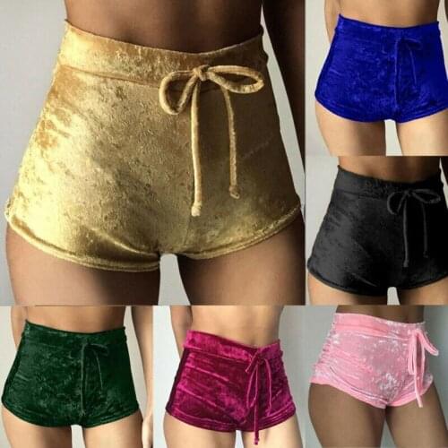 2020 Summer New Women Pink Velvet Slim Sports Shorts Sexy Bodycon Workout Flannel Short Pants Casual Lady Elastic Soft Sportwear
