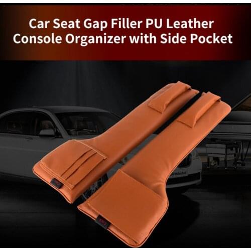 Updated Car Seat Gap Filler Pockets PU Leather Auto Seats Leak Stop Pad Soft Padding Phone Cards Holder Storage Bags Organizers