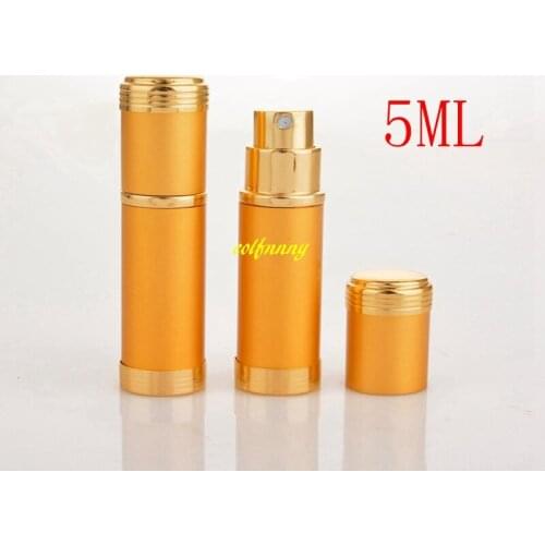 300pcs/lot 5ml Portable Aluminum Refillable Perfume Bottle With Spray Empty Cosmetic Containers Atomizer For Traveler 2 colors
