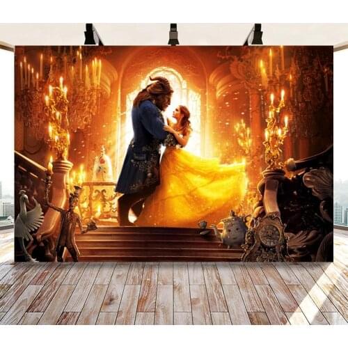 Retro Castles Beauty And The Beast Scenic Backdrops Photography Girl Princess Birthday Celebrate Poster Decor Vinyl Background