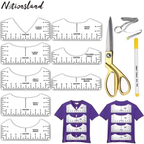 11 Pcs/set PVC Tshirt Ruler Guide 60inch Soft Measuring Tape Tailor Scissors Sewing Supplies Template Craft Alignment Tool