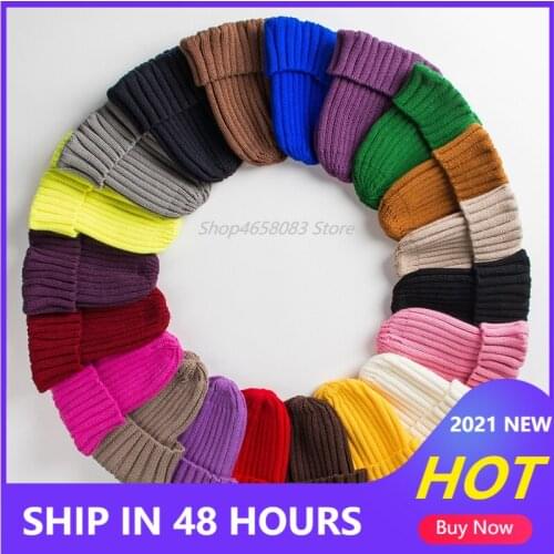 Hat Female Unisex Cotton Blends Solid Warm Soft HIP HOP Knitted Hats Men Winter Caps Womens Skullies Beanies for Girl Wholesale