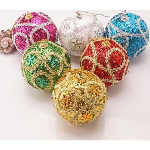 Christmas Tree Balls Christmas Rhinestone Glitter Baubles Ball Xmas Tree Ornament Decoration Kerst Ozdoby Swiateczne 8CM