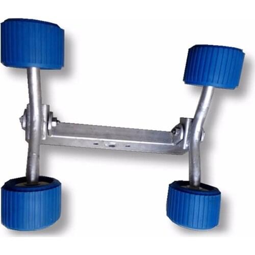 4 Set Boat Trailer Blue Rubber Ribbed Wobble Roller 4.33 inch Diameter, 3 inch Wide