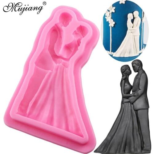 Bride Groom Wedding Cake Topper Fondant Cake Decorating Tools Baking Silicone Mold Cupcake Candy Clay Chocolate Gumpaste Mould
