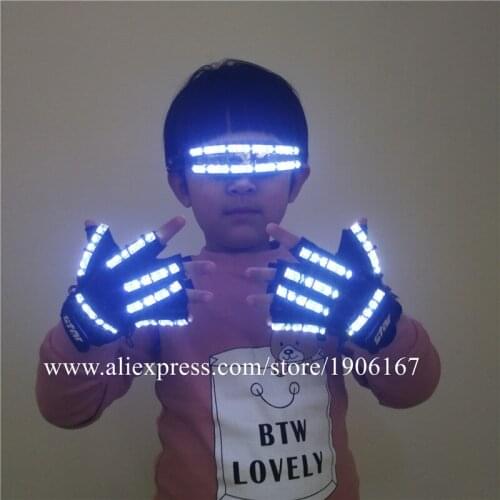 Led Luminous Halloween Children Glasses Christmas Led Illuminated Dancer Gloves Stage Performance Led Props Childrens Day Gift