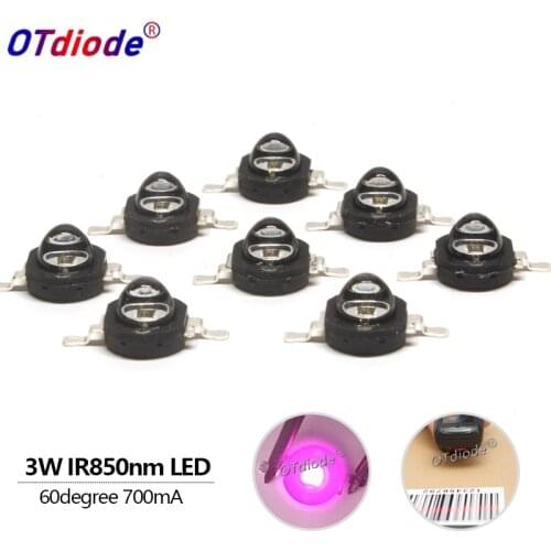 10pcs High Power LED Chip 60 degree IR 850Nm 3W LED Beads Emitter Light Infrared Radiation Bulb Laser Flashlight Night Vision