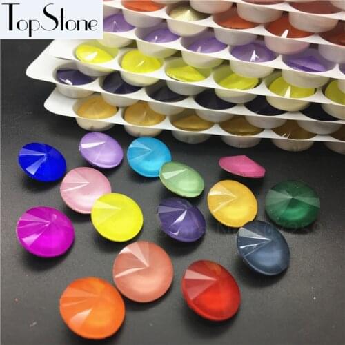 TopStone New Mocha 10mm 12mm 14mm Rivoli Glass Crystal Fancy Stone Pointback Round Rhinestone Multi Colors